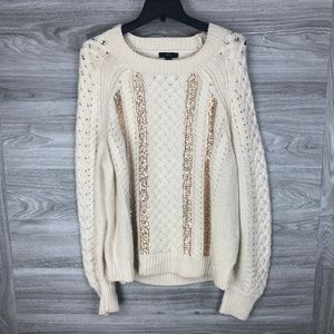 J. Crew Cable Knit Sequin Sweater